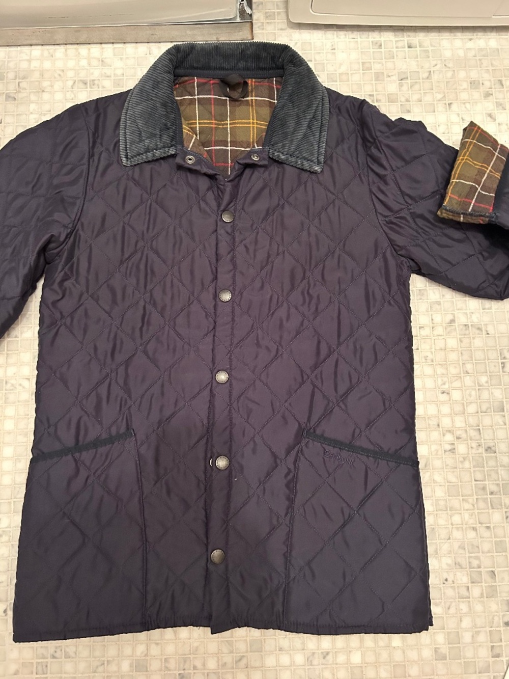 Barbour Eskdale Quilted Jacket XS Navy UK made!